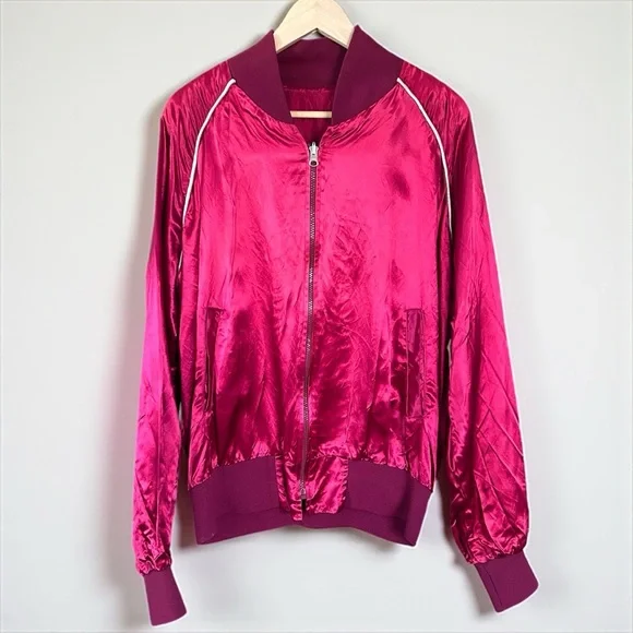 Vintage FIZZ Houston Texas Satin Bomber Jacket - Picture 4 of 6